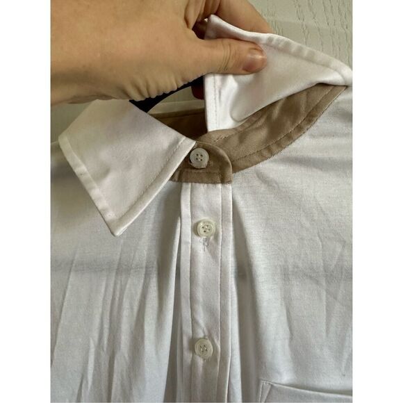 NWT Per Se White Button Up Cotton Shirt Size 6 - Picture 3 of 8